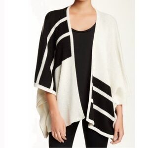 Brochu Walker City Black And White Alpaca wool poncho